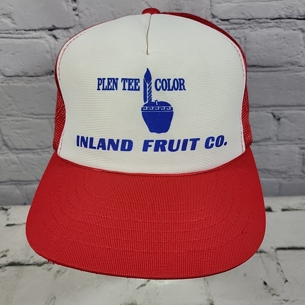 Vintage Trucker‎ Hat Inland Fruit Co Mens Red Rope Front Snapback YA Ball Cap